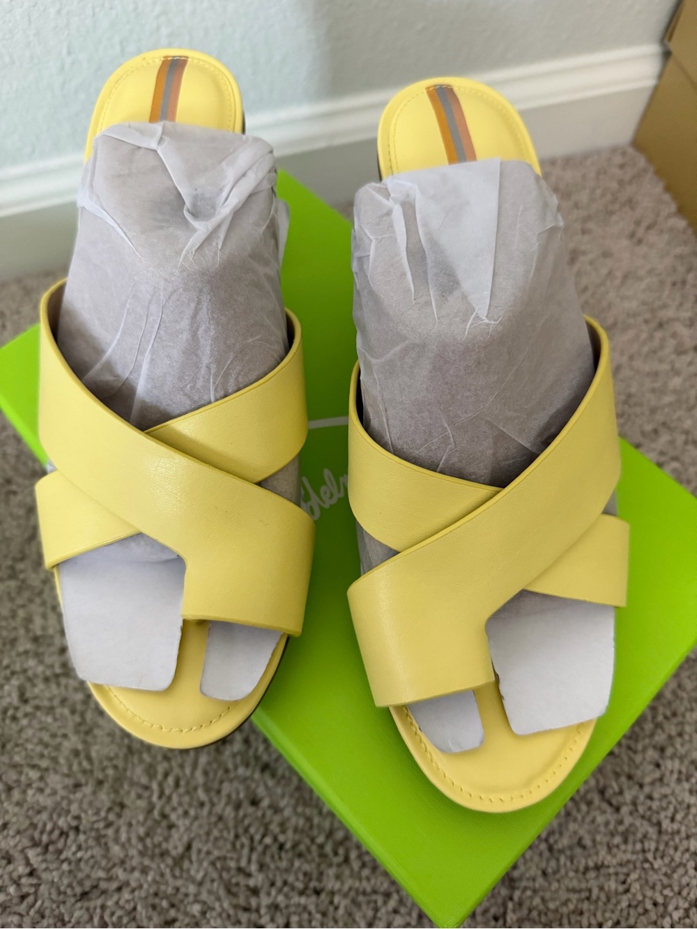 Sam Edelman Yellow Leather Odie Slide Heels
